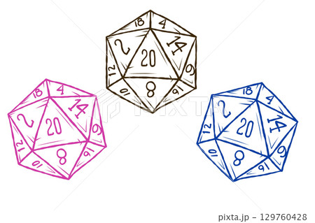 Dnd dice, colorful fantasy set. wargame tabletop d20 art. adventure strategy 129760428