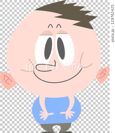 Thick boy smiling face without main lines Thick boy smiling face without main lines 129761425