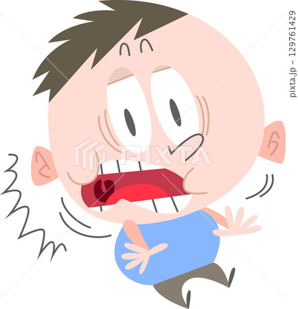 驚いた表情の太めの男の子主線なし 129761429