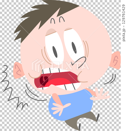 驚いた表情の太めの男の子主線なし 129761429