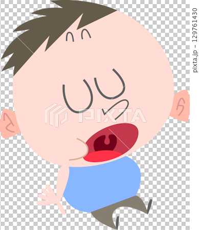 一個胖胖的男孩張著嘴坐著。沒有主線。 一個胖胖的男孩張著嘴坐著。沒有主線。 129761430