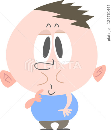 何かを見つめる太めの男の子主線なし 129761443