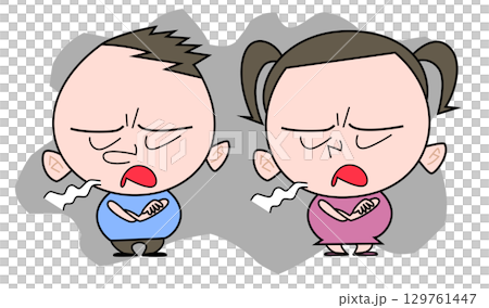 胖胖的男孩和女孩不滿地嘆了口氣 胖胖的男孩和女孩不滿地嘆了口氣 129761447