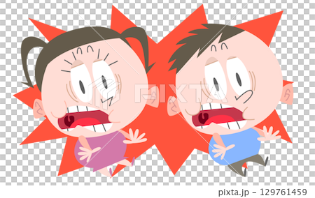 Surprised expression, thick boy and girl, no main line 129761459