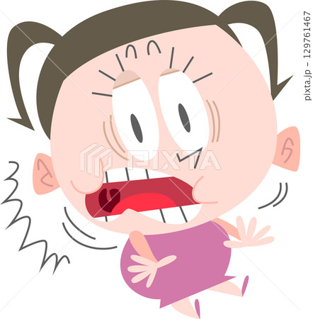 驚いた表情の太めの女の子主線なし 129761467