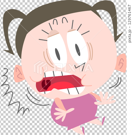 驚いた表情の太めの女の子主線なし 129761467