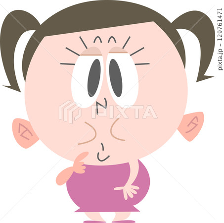 何かを見つめる太めの女の子主線なし 129761471