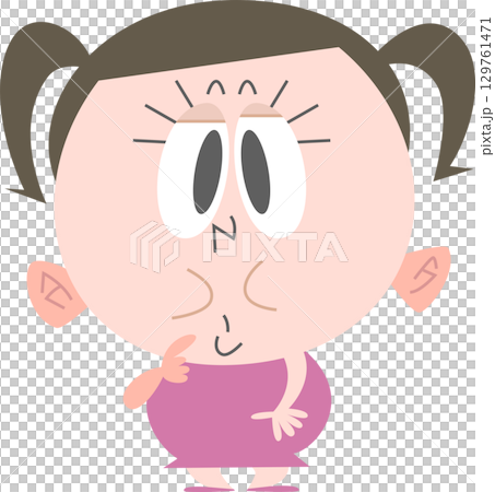 何かを見つめる太めの女の子主線なし 129761471