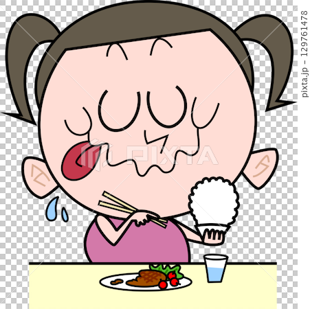 食事をする太めの女の子 129761478
