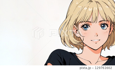 優しく微笑むショートヘアの女性 129761602