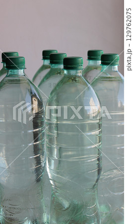 Full Plastic Bottles With Clear Drinking Water In Case Water Supply Shutdown Full Plastic Bottles With Clear Drinking Water In Case Water Supply Shutdown 129762075