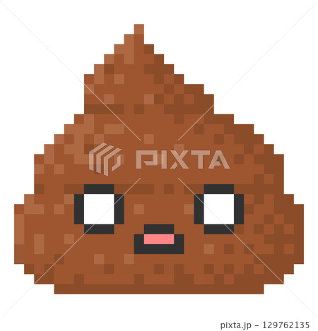 Cute stunned poop kawaii emoji emoticon pixel art, vector 8 bit surprised face poo turd excrement heap with shocked eyes Cute stunned poop kawaii emoji emoticon pixel art, vector 8 bit surprised face poo turd excrement heap with shocked eyes 129762135