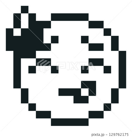 Grinning and smirking emoji emoticon vector pixel art, black outline 8 bit smile face with a tear, funny retro avatar Grinning and smirking emoji emoticon vector pixel art, black outline 8 bit smile face with a tear, funny retro avatar 129762175