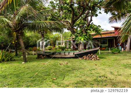 Typical Jungle lodge located at Ilha das Canarias, Brazil. Delta do Parnaiba and Delta das Americas. 129762219