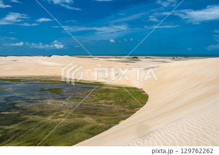 Buggy tour in the lagoon on the Funil Dune, Tatajuba Beach at Camocim, Jericoacoara, Ceara in Brazil Buggy tour in the lagoon on the Funil Dune, Tatajuba Beach at Camocim, Jericoacoara, Ceara in Brazil 129762262
