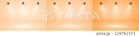 Empty studio abstract background, soft spotlight effect, smooth gradient and subtle stage lighting. Perfect for product showcases, presentations, branding, elegant display setup. Vector illustration 129762371