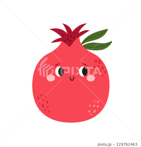 Vector Illustration of Funny Pomegranate Character with Happy Face in Cute Flat Style, Playful Cartoon Fruit Vector Illustration of Funny Pomegranate Character with Happy Face in Cute Flat Style, Playful Cartoon Fruit 129762463