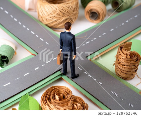 人生の岐路に立つビジネスマン イラスト 人生の岐路に立つビジネスマン イラスト 129762546