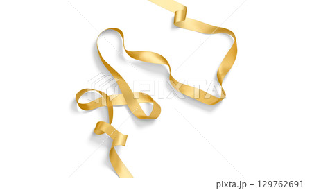 Blank gold satin ribbon mockup, top view 129762691