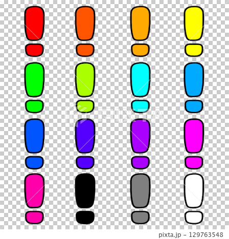 Colorful exclamation marks set in different colors transparent PNG illustration 129763548