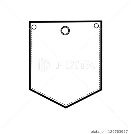 Angled with Snap Jeans Top-stitched Patch Pocket technical fashion illustration. Flat apparel template front view 129763937