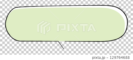 一個簡潔的手繪風格對話泡泡。一條長長的水平橢圓形尾巴從中心指向右側。尾巴相連。顏色時尚。 一個簡潔的手繪風格對話泡泡。一條長長的水平橢圓形尾巴從中心指向右側。尾巴相連。顏色時尚。 129764688