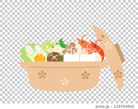冬の鍋料理をイメージしたイラスト 129764692