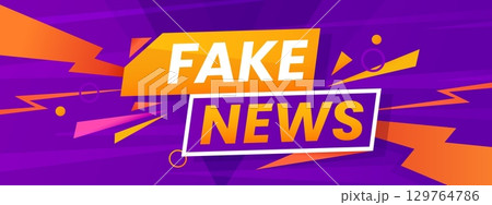 Fake news banner with purple background, motion lines and bold headline create urgency and impact. Vector social media communication alert, informational layout promoting disinformation announcement Fake news banner with purple background, motion lines and bold headline create urgency and impact. Vector social media communication alert, informational layout promoting disinformation announcement 129764786