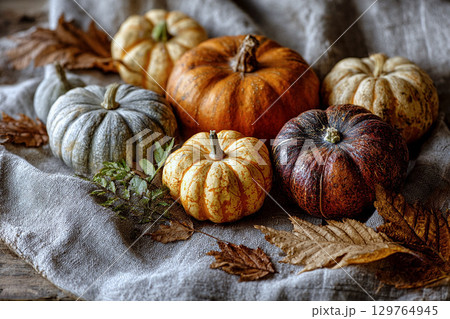 神秘的・ドラマチックな雰囲気の写真のカボチャ 神秘的・ドラマチックな雰囲気の写真のカボチャ 129764945