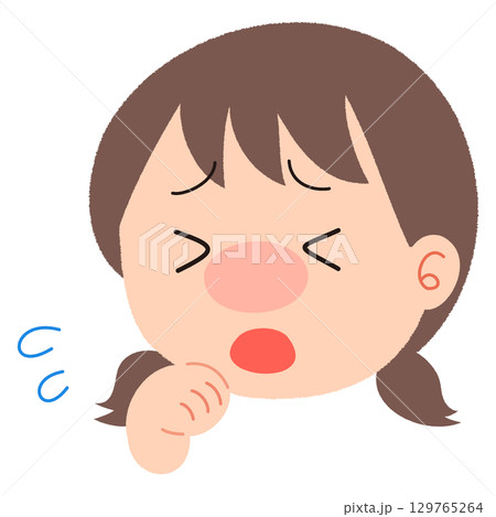 咳をする女の子のイラスト 咳をする女の子のイラスト 129765264