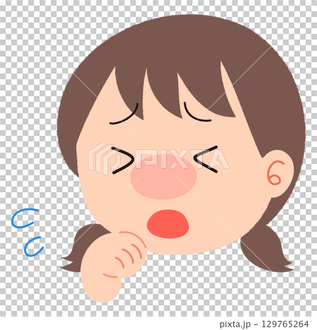 咳をする女の子のイラスト 咳をする女の子のイラスト 129765264