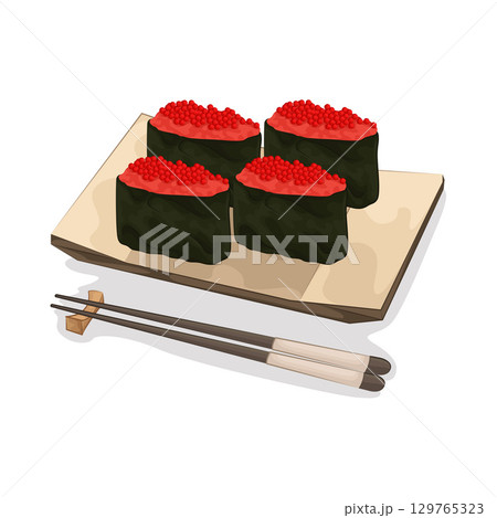 Illustration of Salmon Roe Sushi 129765323