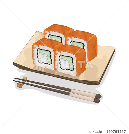 Illustration of Sushi Roll 129765327
