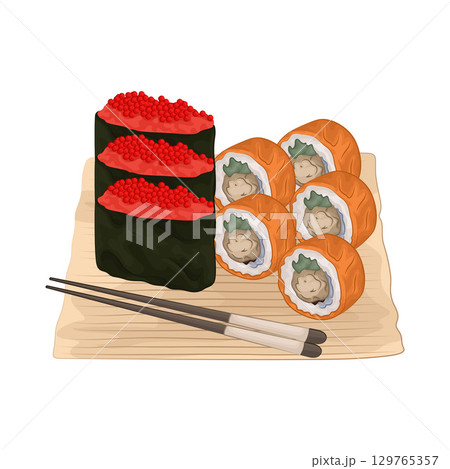 Illustration of Sushi Platter Illustration of Sushi Platter 129765357