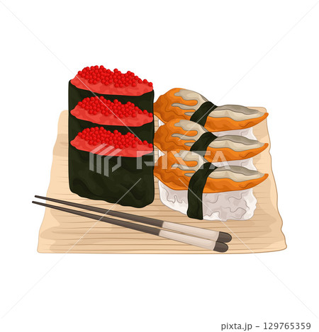 Illustration of Sushi Platter Illustration of Sushi Platter 129765359