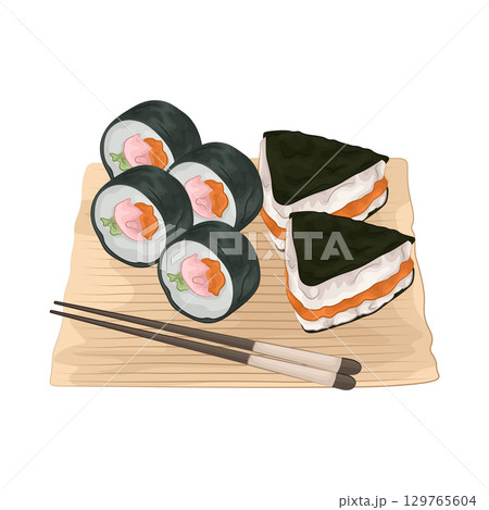 Illustration of Sushi Platter Illustration of Sushi Platter 129765604