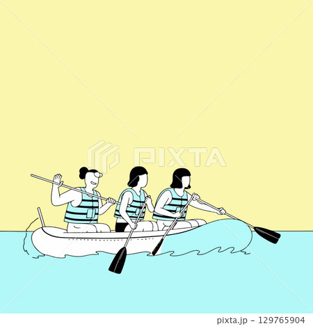 Women Canoeing on Water 129765904