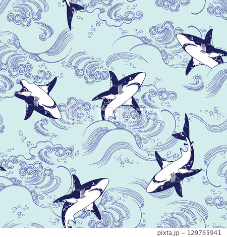 和調の波とサメの柄, 129765941