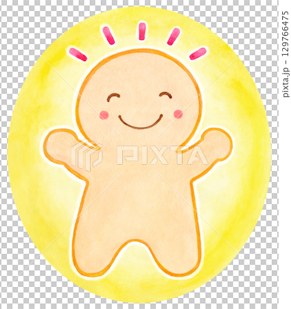 微笑開朗的人（黃色背景） 129766475