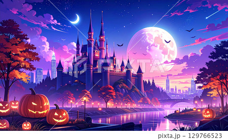 ハロウィン　かぼちゃ　生成AI　背景 129766523