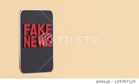 The Red Fake News on Mobile  image 3d Rendering. 129767124