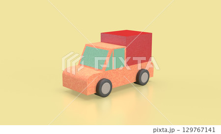 The Van truck and card board box for shipping or delivery concept 3d rendering. 129767141