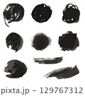 墨の筆ブラシテクスチャセット 手描きのインク背景素材 129767312