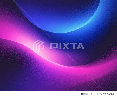 Abstract blue background with flowing light purple and pink curves in a soft, glowing, futuristic design 129767348