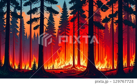 Colorful sunbeams illuminate a golden autumn forest path as vibrant leaves fall from towering trees Colorful sunbeams illuminate a golden autumn forest path as vibrant leaves fall from towering trees 129767728