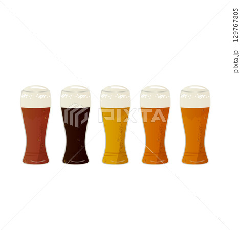 ビールグラスが並んでいるイラスト ビールグラスが並んでいるイラスト 129767805