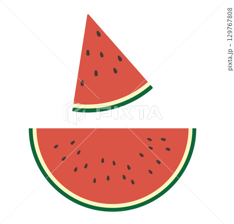 スライスされたスイカのイラスト スライスされたスイカのイラスト 129767808