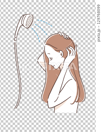 シャワーを浴びる女性のイラスト素材 129768099