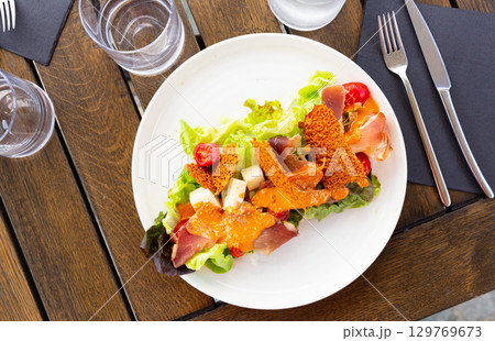 Delicious French Basque salad 129769673