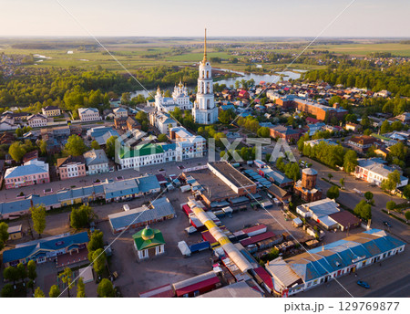 View from drone of Shuya Resurrection cathedral 129769877